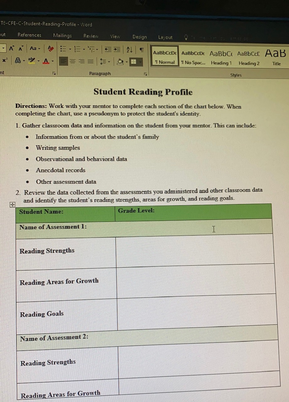 -CFE-C-Student-Reading-Profile - Word Table Tools