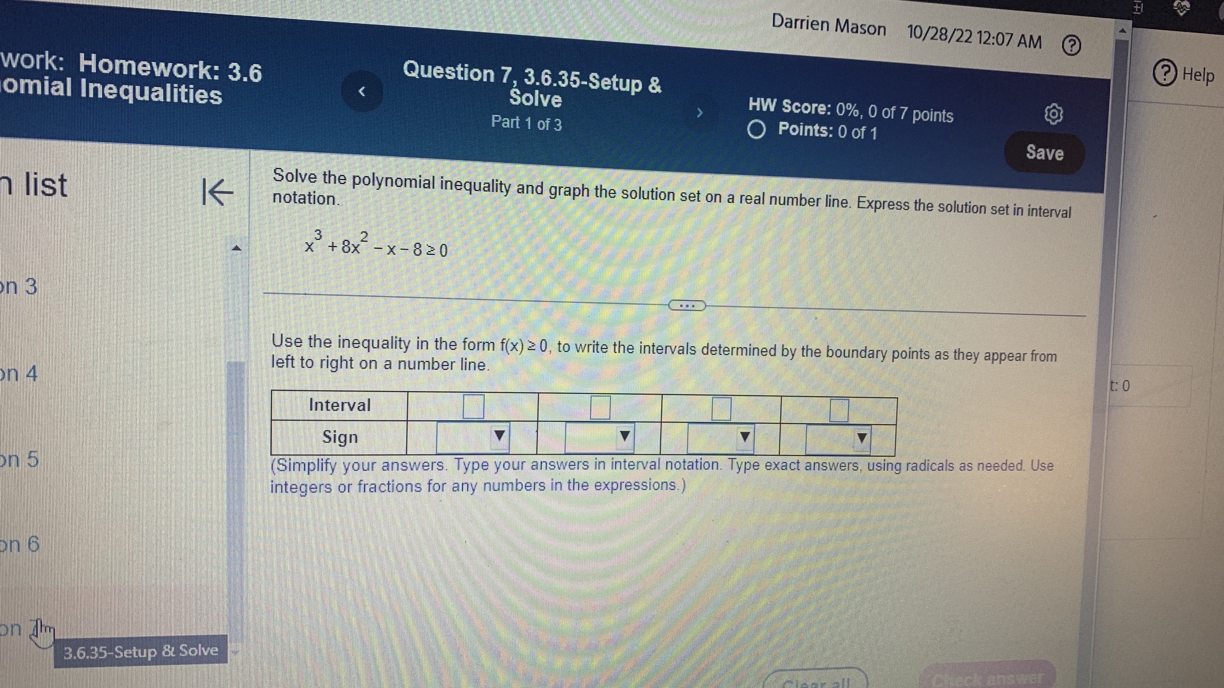 \f\fHelp up a Solve HW Score: 0%, 0 of 7 points