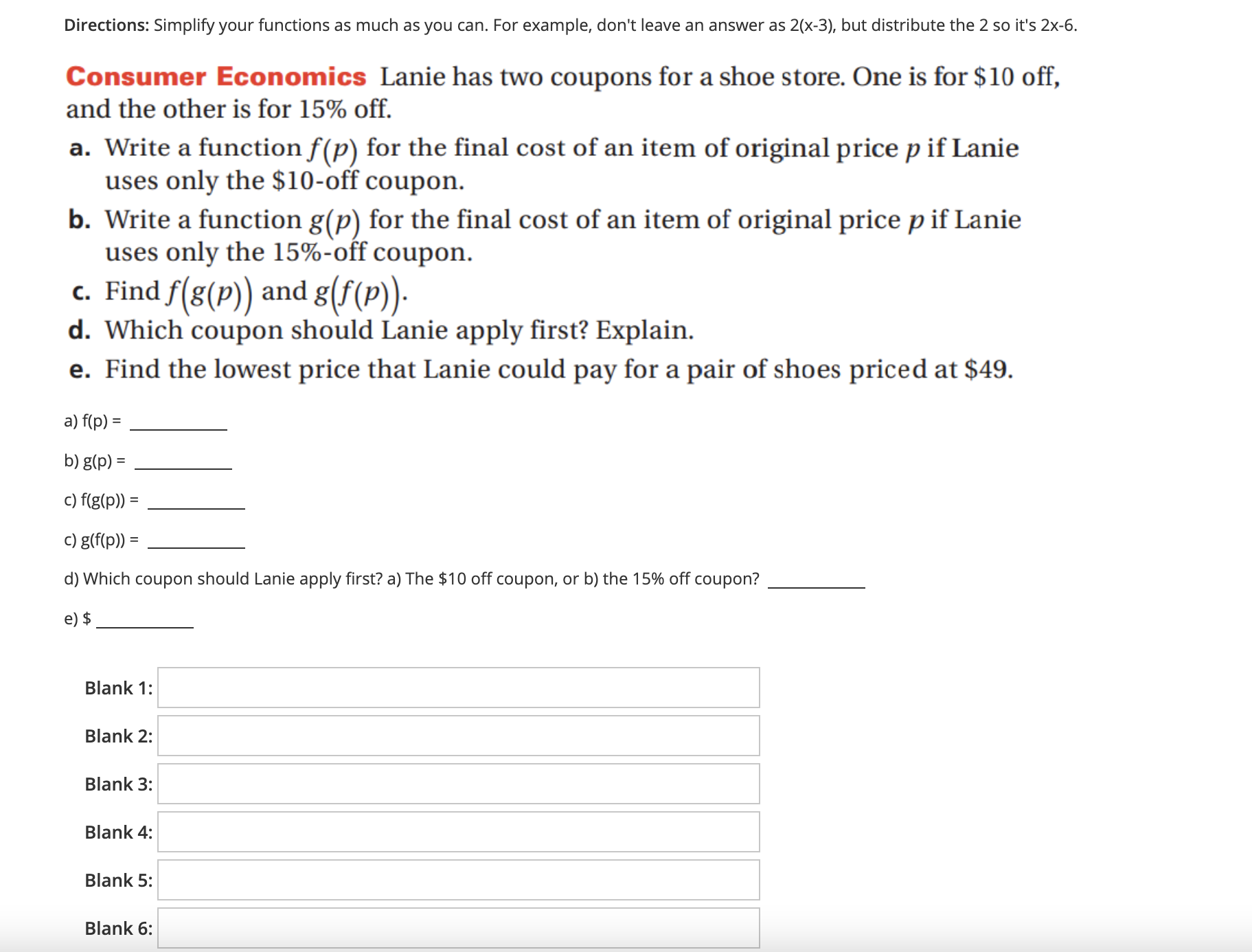 Question 1 (3 points) Directions: Given f(x) =