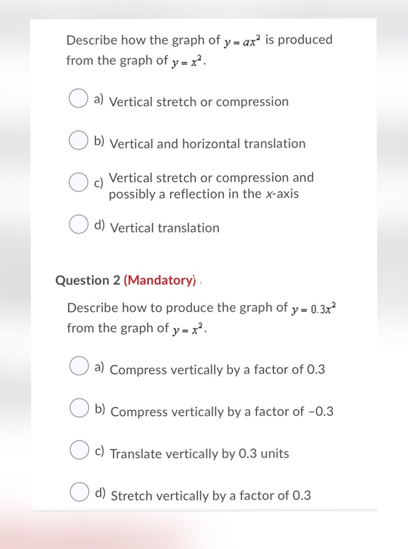 Please answer the following questions Describe