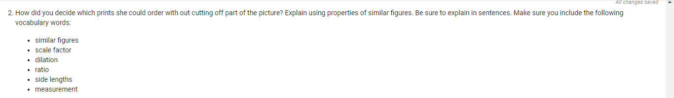 please answer this question. All changes saved 1.