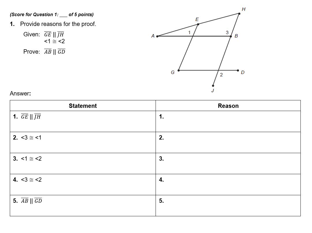 (Score for Question 1: _ of 5 points) 1. Provide
