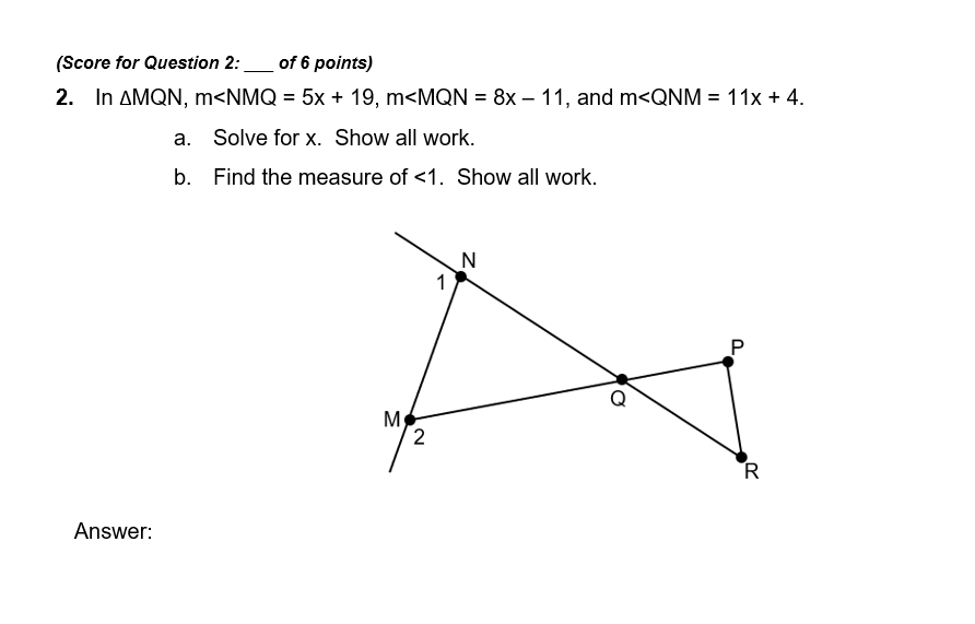 (Score for Question 1: _ of 5 points) 1. Provide