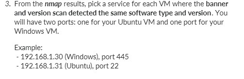 3. From the nmap results, pick a service for each