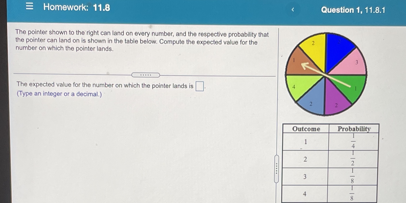 What is the answer? Homework: 11.8 Question 1.