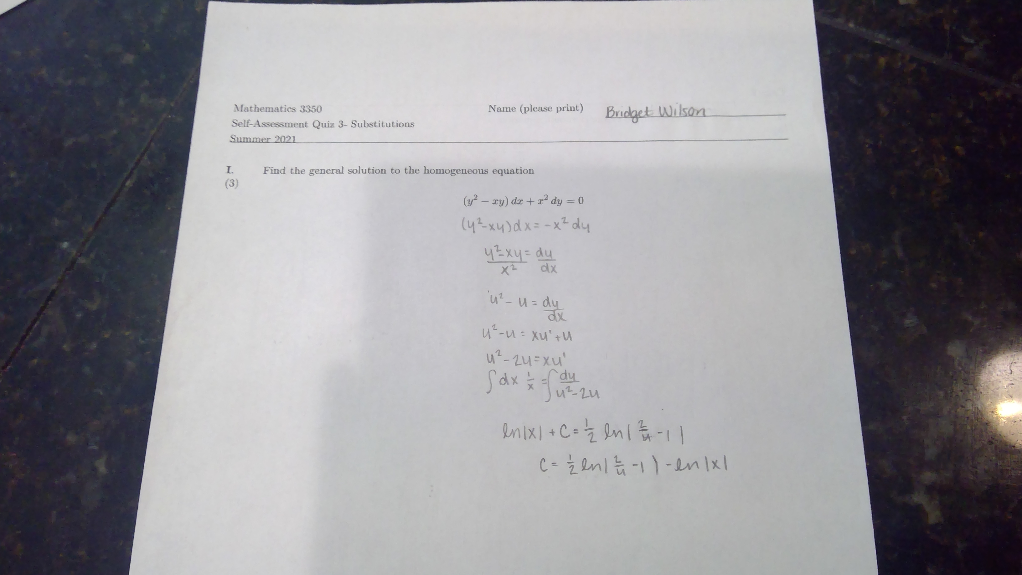 Page 2 Page 2 II. Find the general solution of