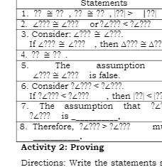 Statements 1. ?? ~ ?? , ?? ~ ?? , ??|  style=