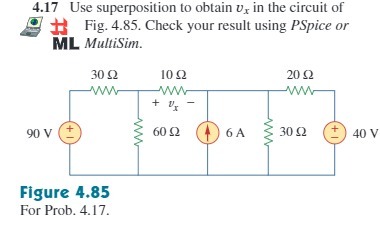 4.17 Use superposition to obtain , in the circuit