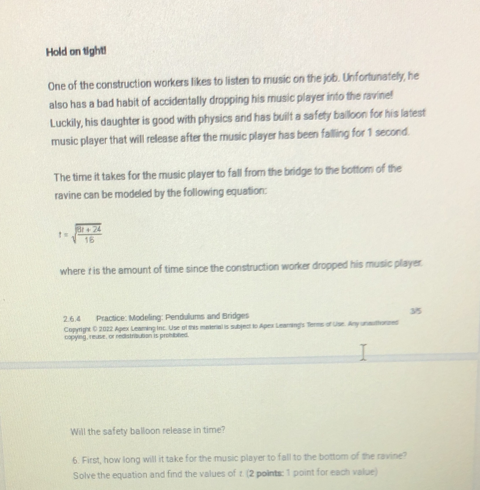 Hold on tightl One of the construction workers