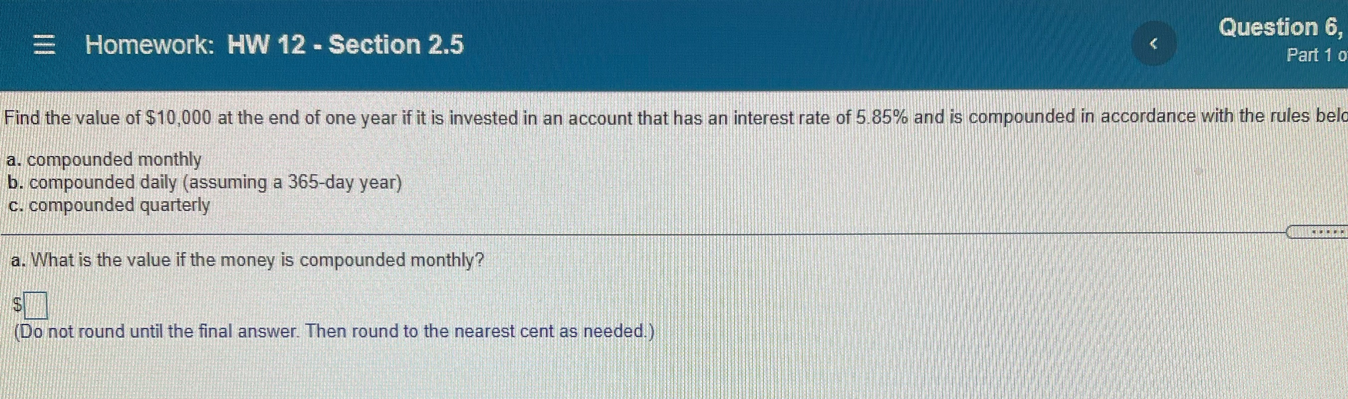 Homework: HW 12 - Section 2.5 Question 6, Part 1