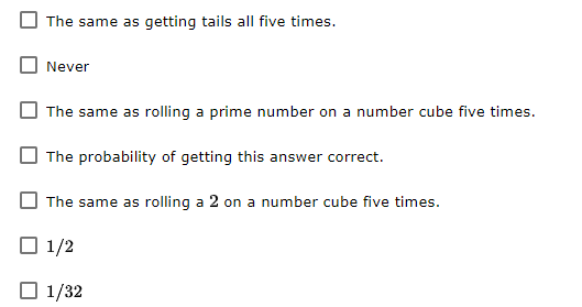 If a coin is flipped five times, the probability