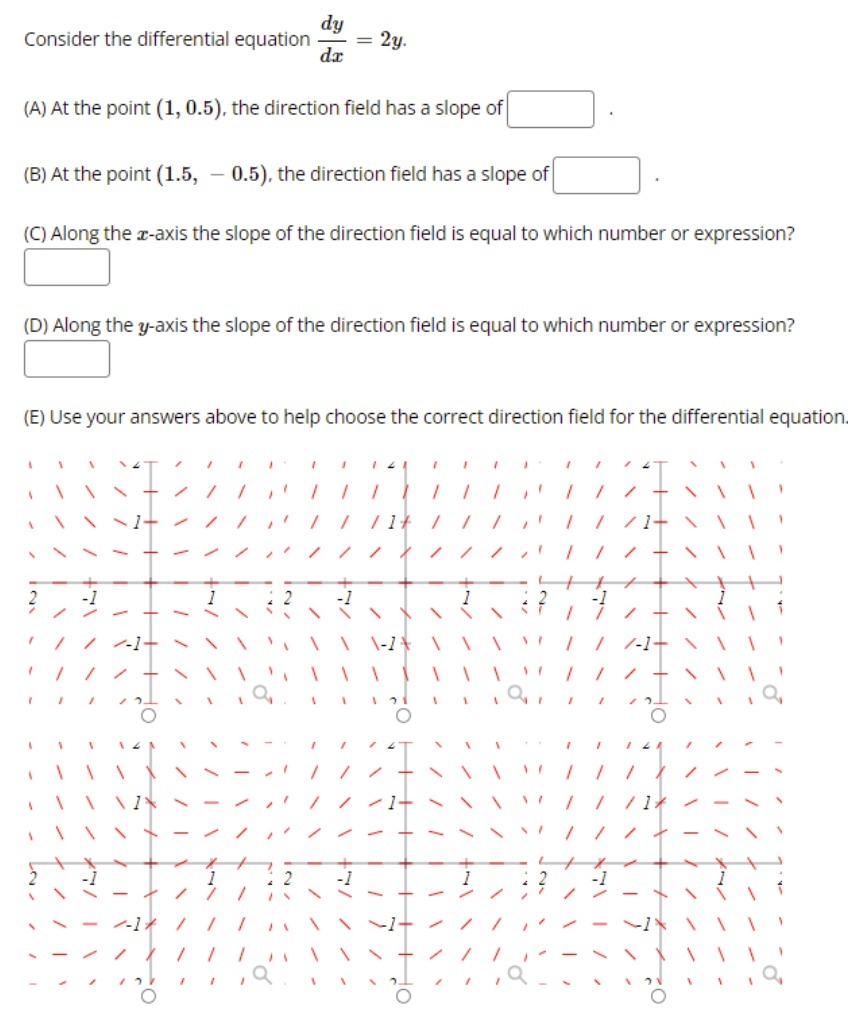 dy Consider the differential equation = 2y. dx