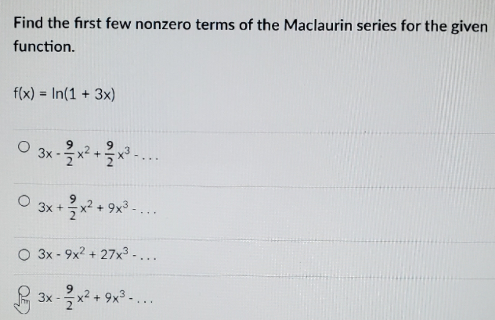 help pleas3 Find the first few nonzero terms of