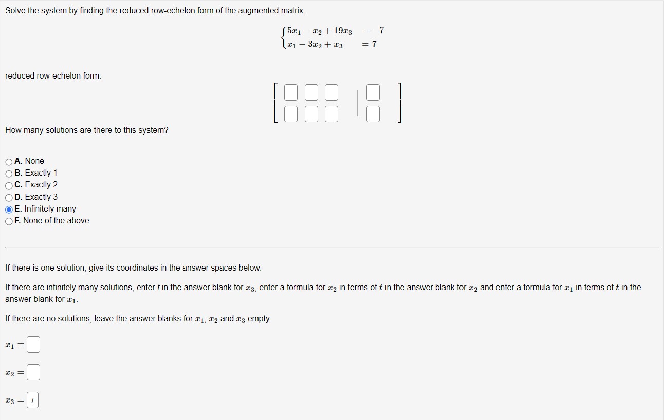 Solve the system by finding the reduced