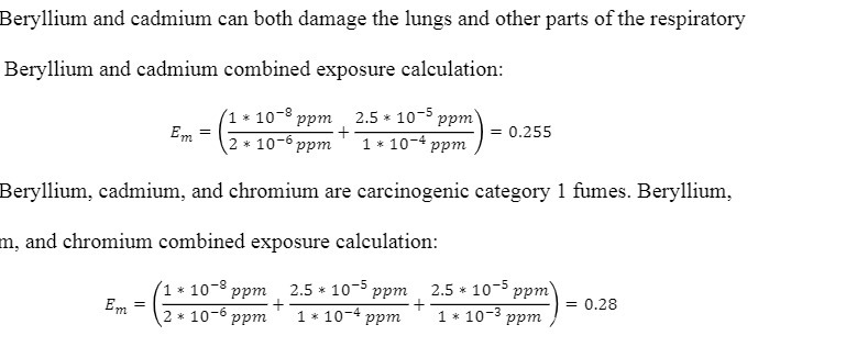Beryllium and cadmium can both damage the lungs