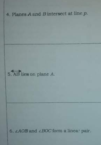 Draw the following postulates and theorems based