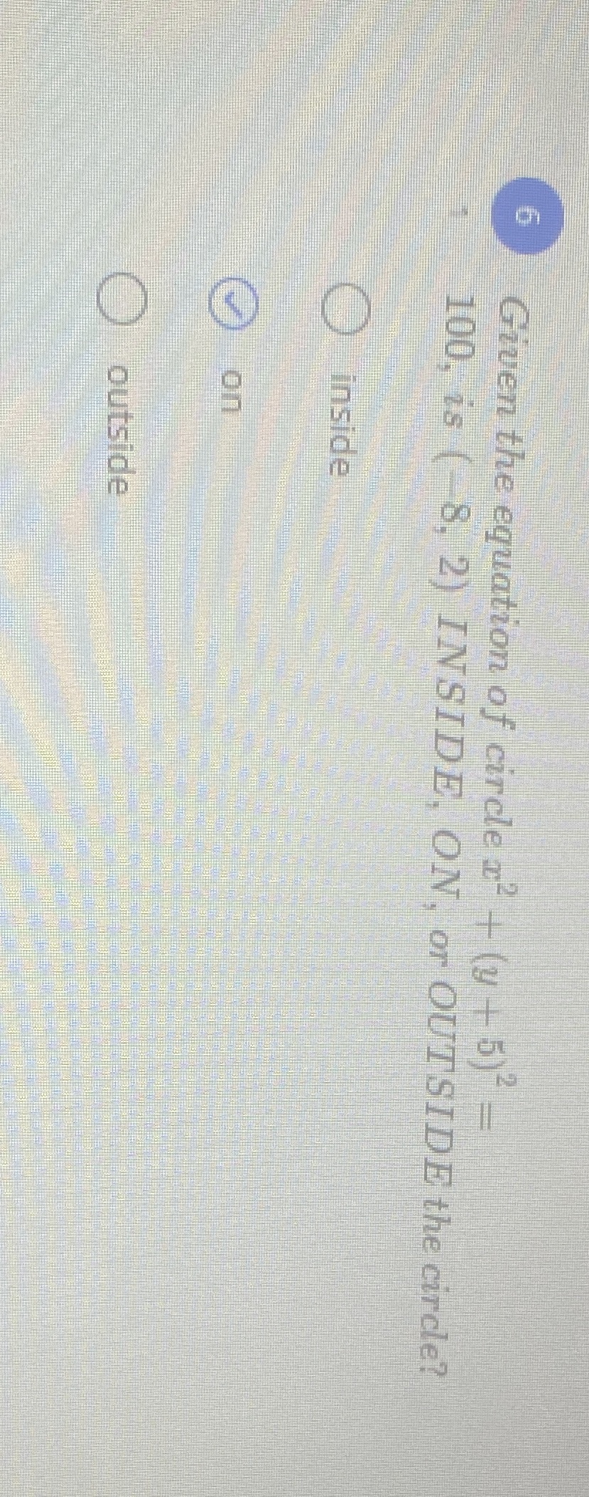 Given the equation of circle c- + (y + 5)-= 100,