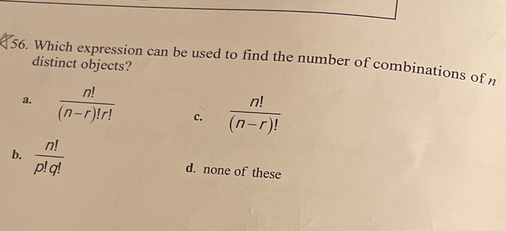 56. Which expression can be used to find the