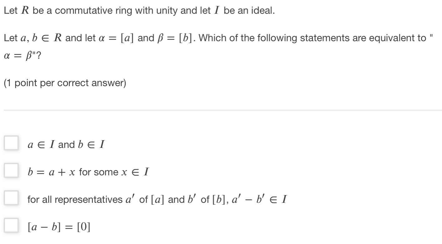 Let R be a commutative ring with unity and let I