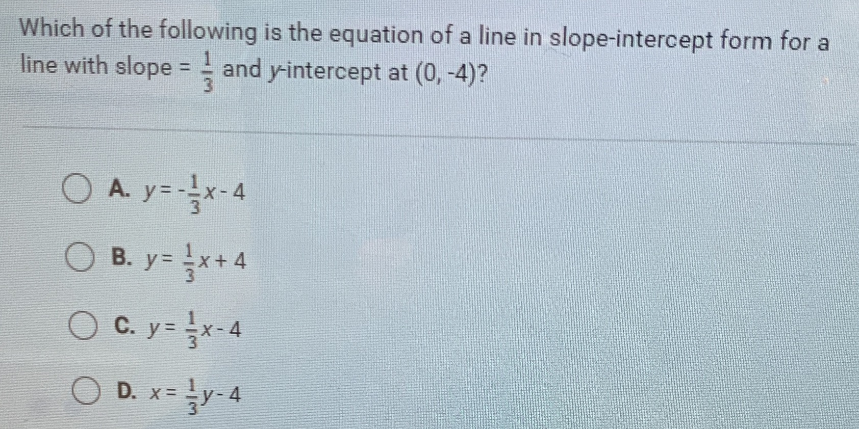 Which of the following is the equation of a line