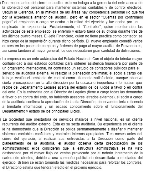 Dos meses antes del cierre, el auditor externo