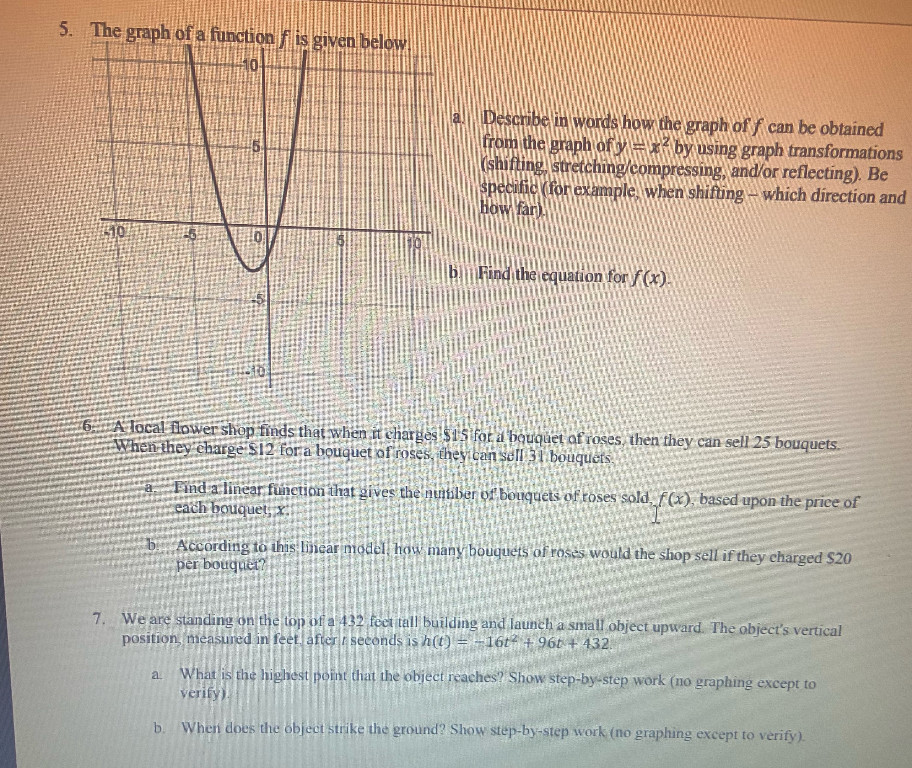 Pls help 5. The graph of a function f is given
