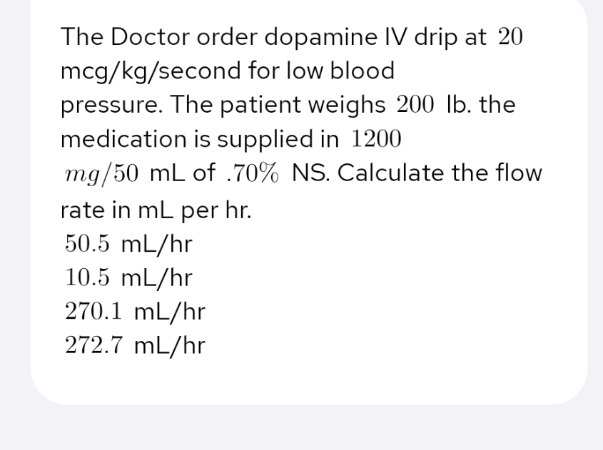 the doctor order dopamine iv drip at 20 The