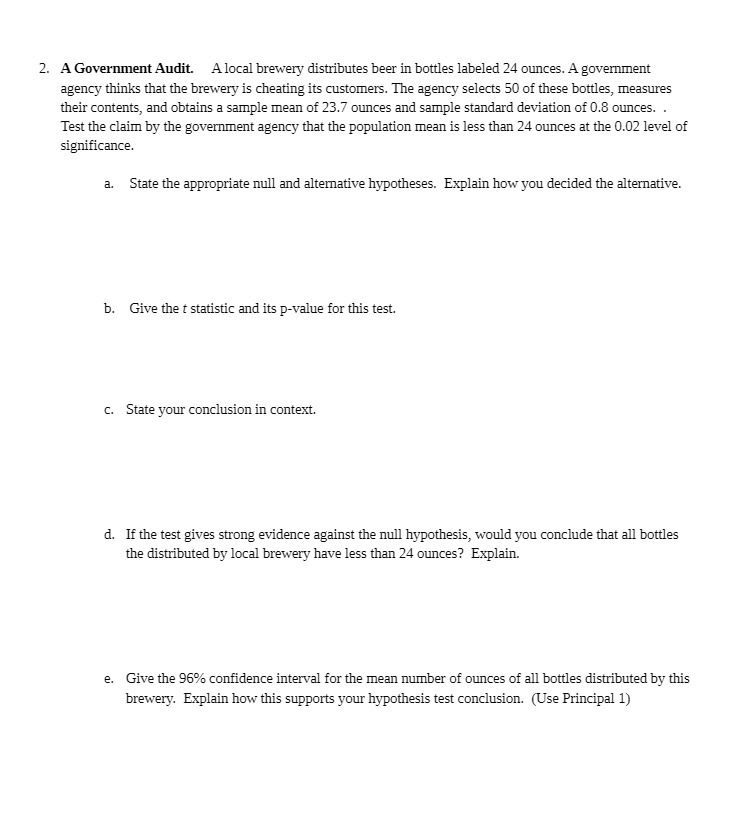 2. A Government Audit. A local brewery