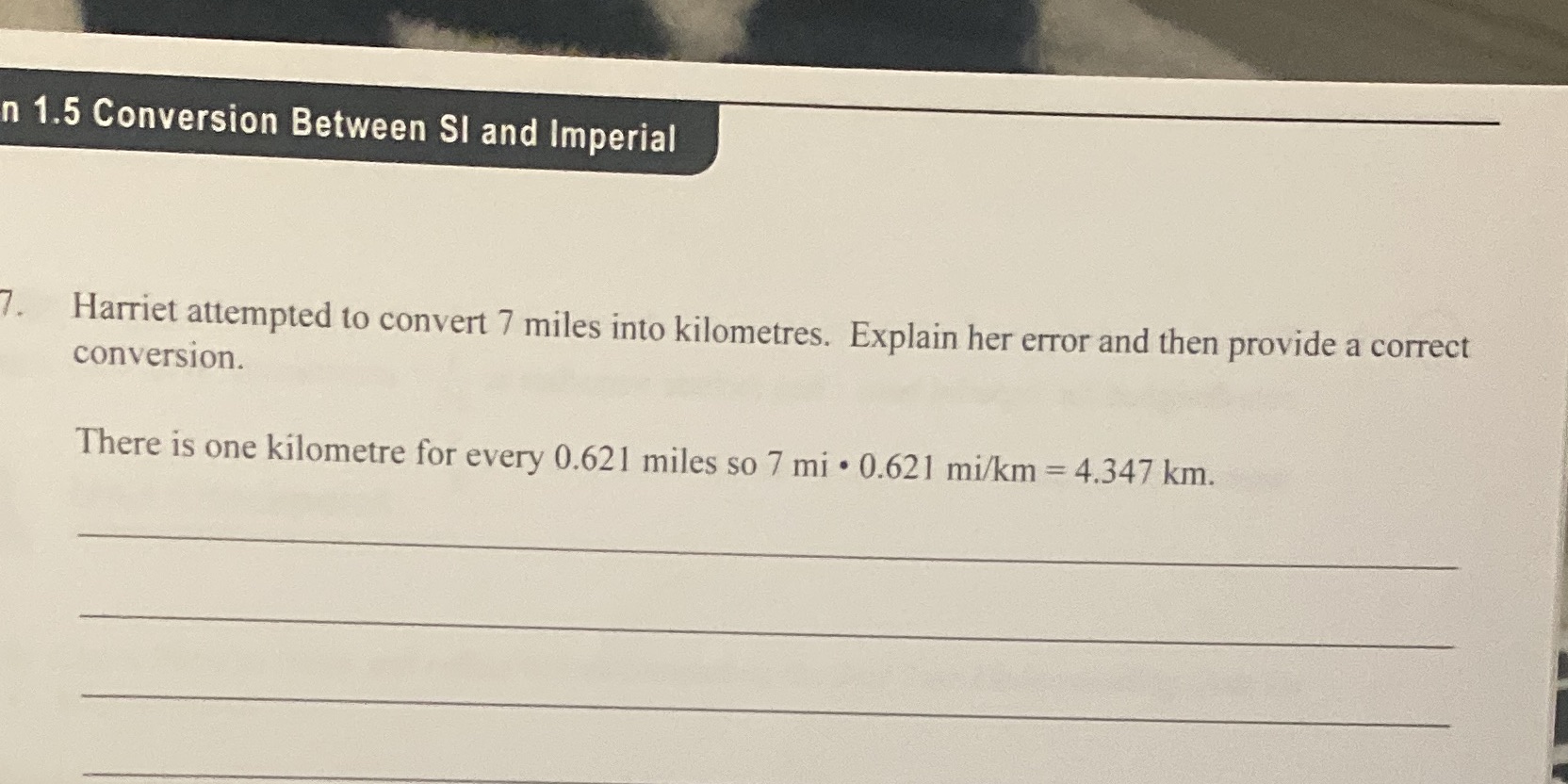 n 1.5 Conversion Between SI and Imperial Harriet