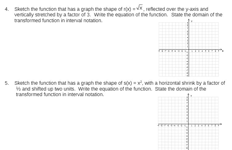 4. Sketch the function that has a graph the shape