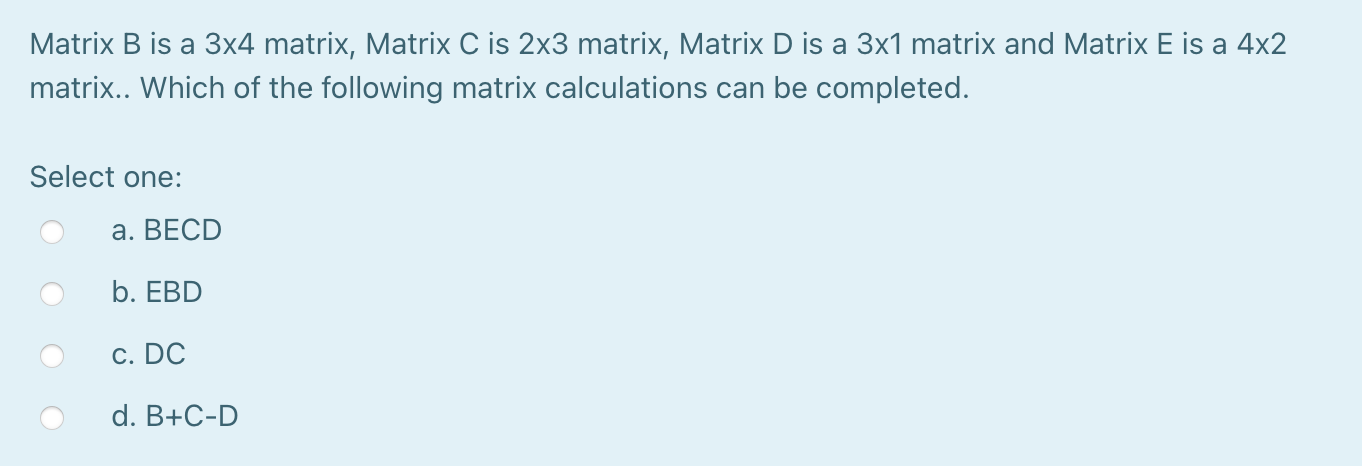 Multiple choice answer which one from option