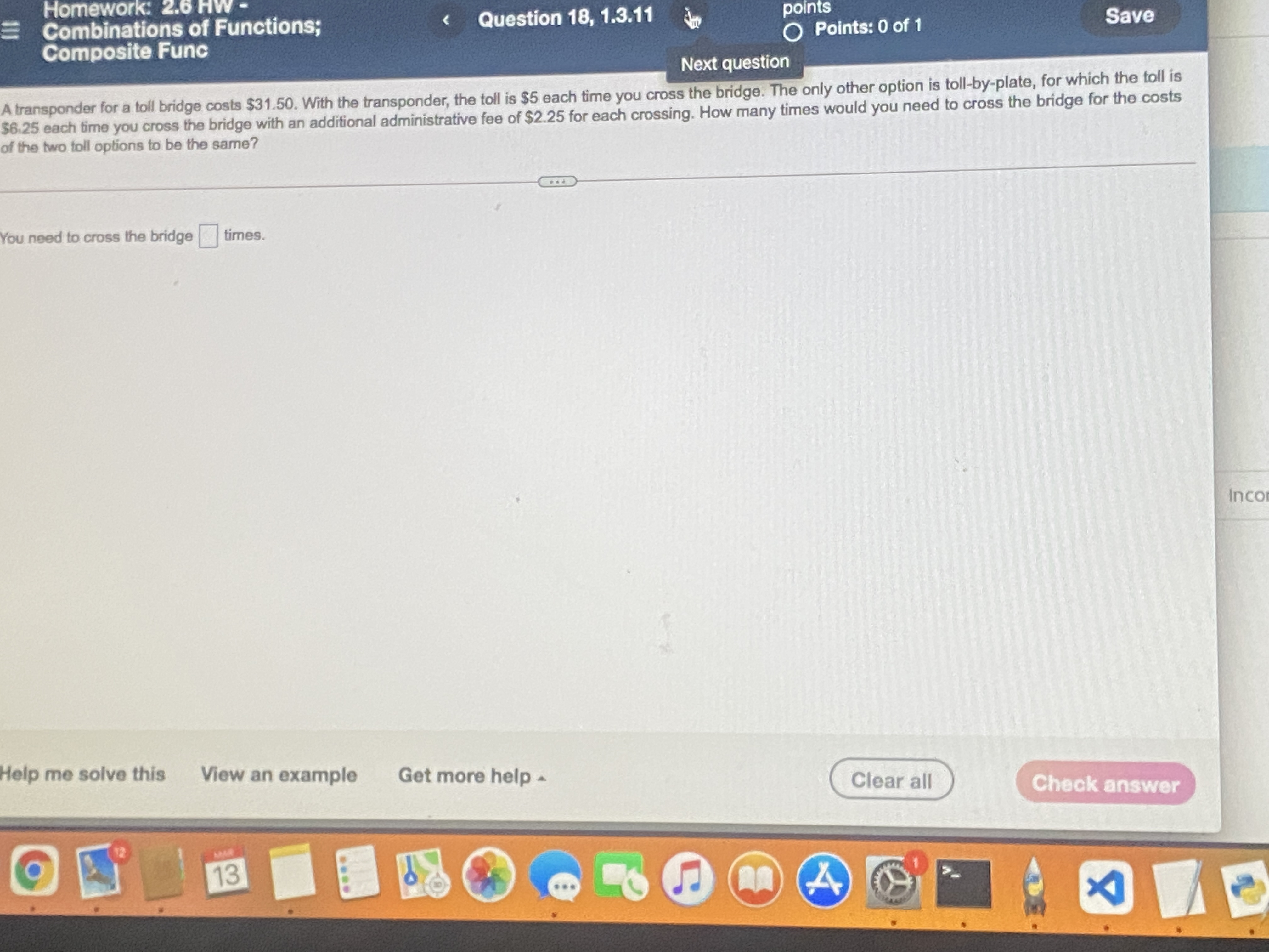 Homework: 2.6 HW - E Combinations of Functions;