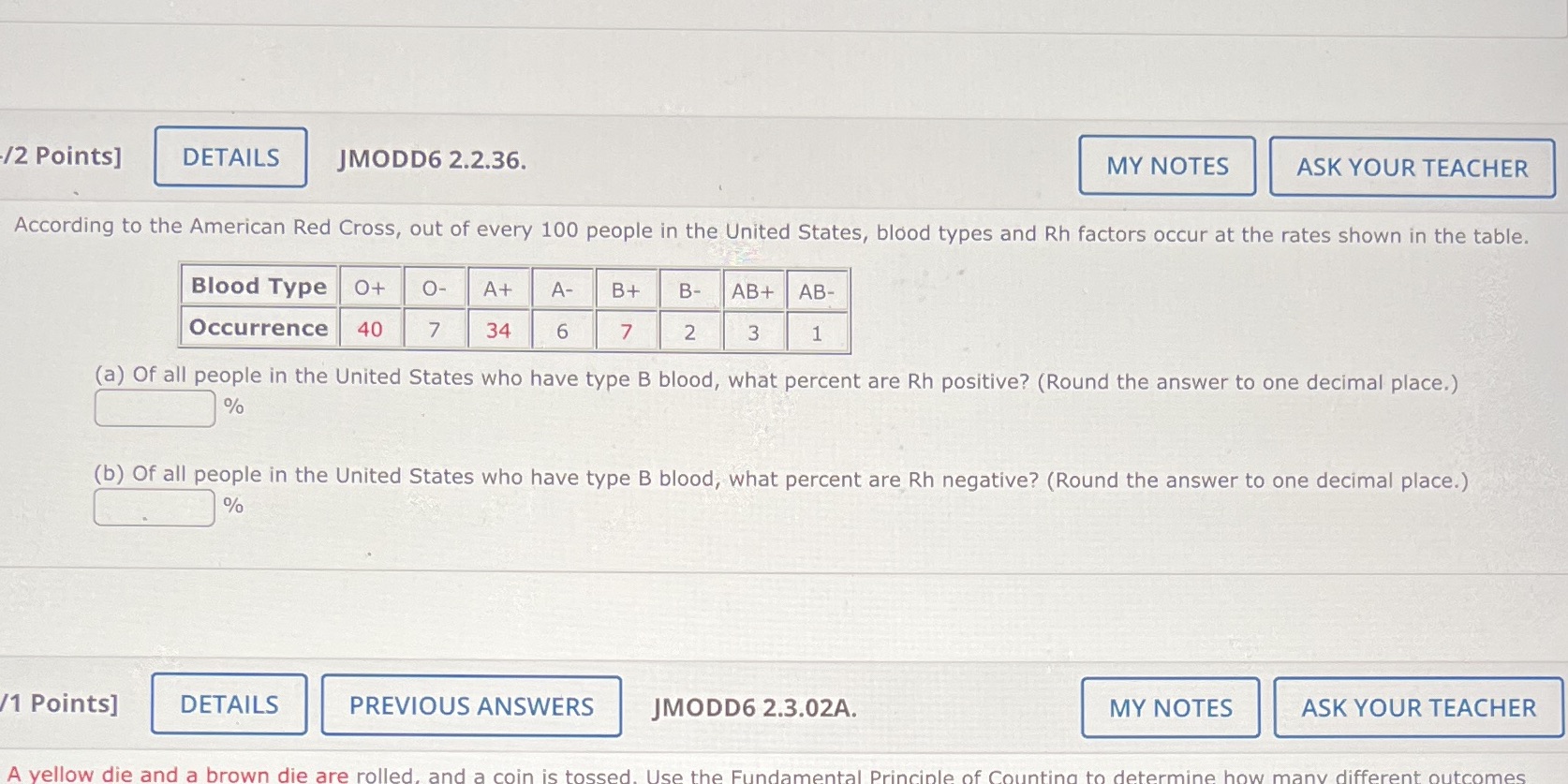 /2 Points] DETAILS JMODD6 2.2.36. MY NOTES ASK