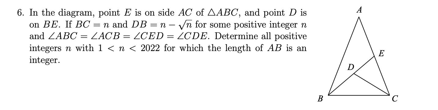 6. In the diagram, point E is on side AC of AABC,