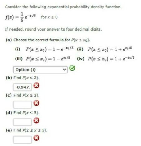 Consider the following exponential probability