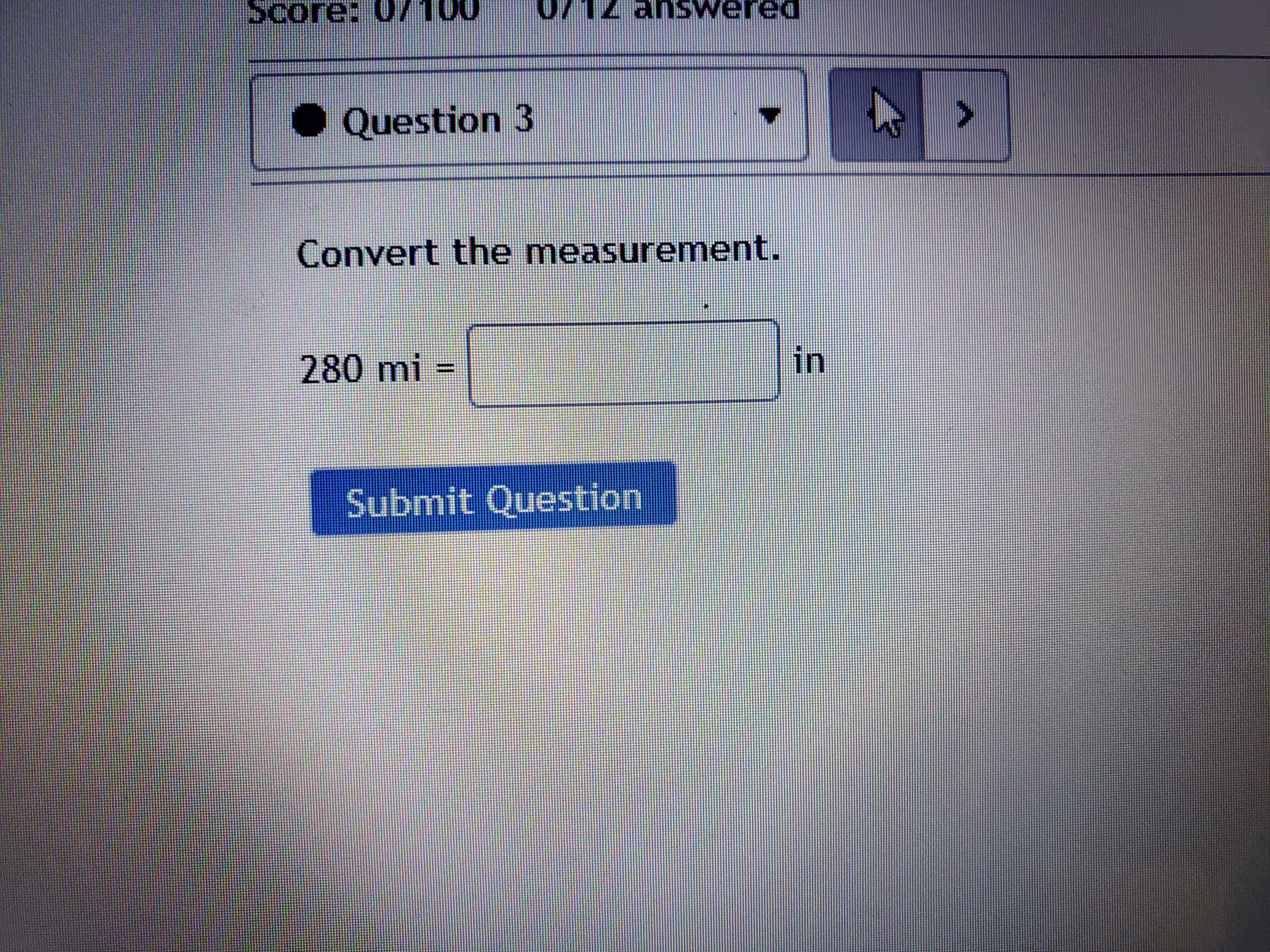 score: 0/ 100 0/2 answered Question 3 Convert the