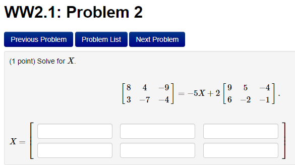 WW2.1: Problem 2 Previous Problem Problem List
