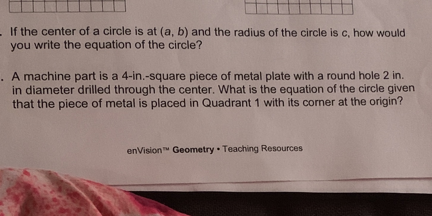 If the center of a circle is at (a,b) and the