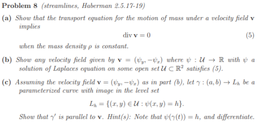 Problem 8 (streamlines, Haberman 2.5.17-19) (a)