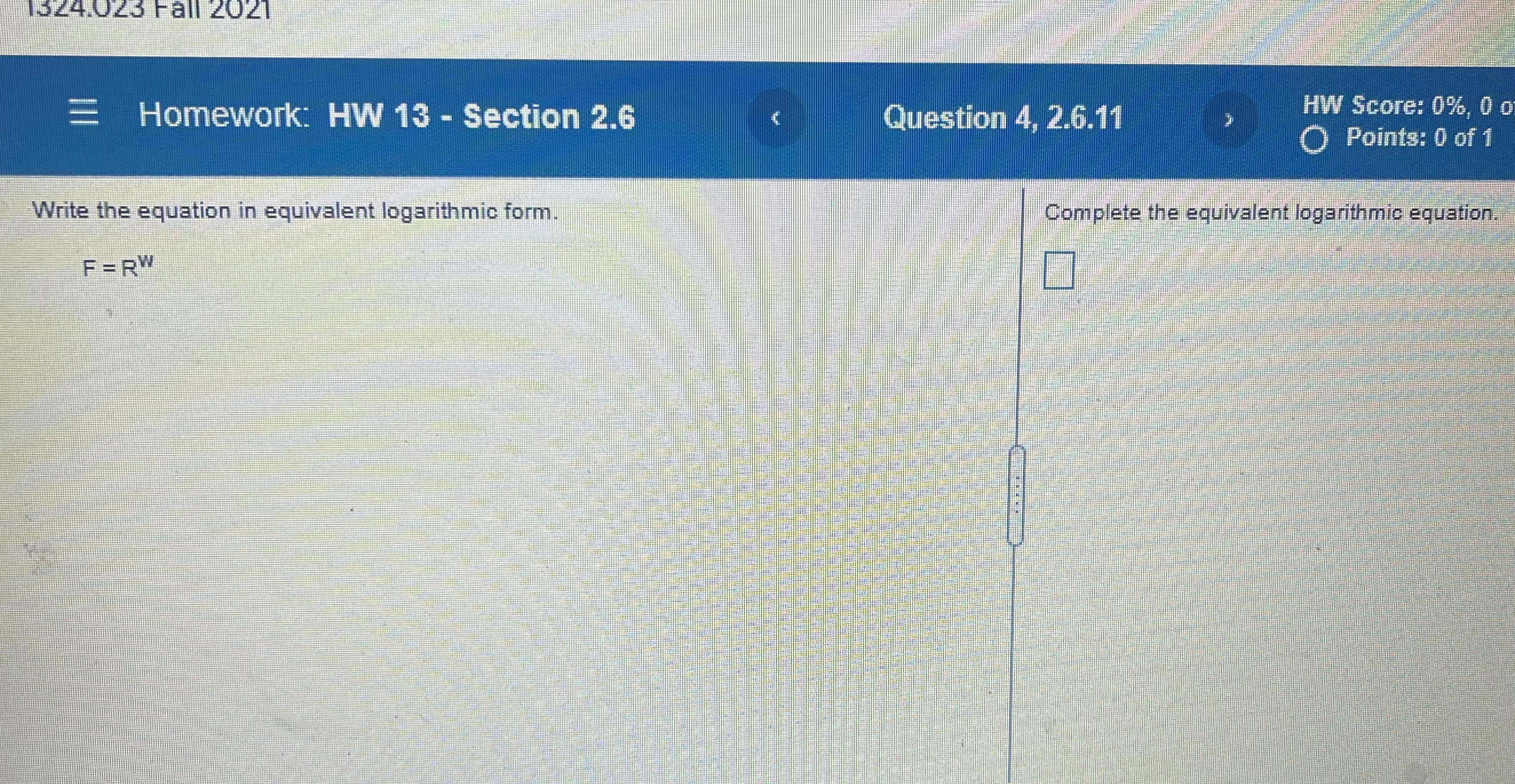 1524.023 Fall 2021 Homework: HW 13 - Section 2.6