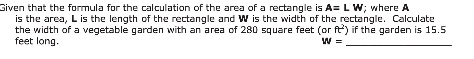 Given that the formula for the calculation of the