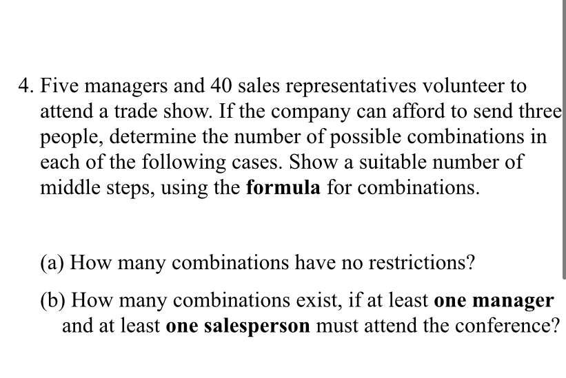 I fixed it 4. Five managers and 40 sales