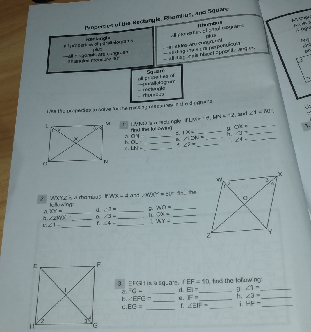 Use the properties to solve for the mssing