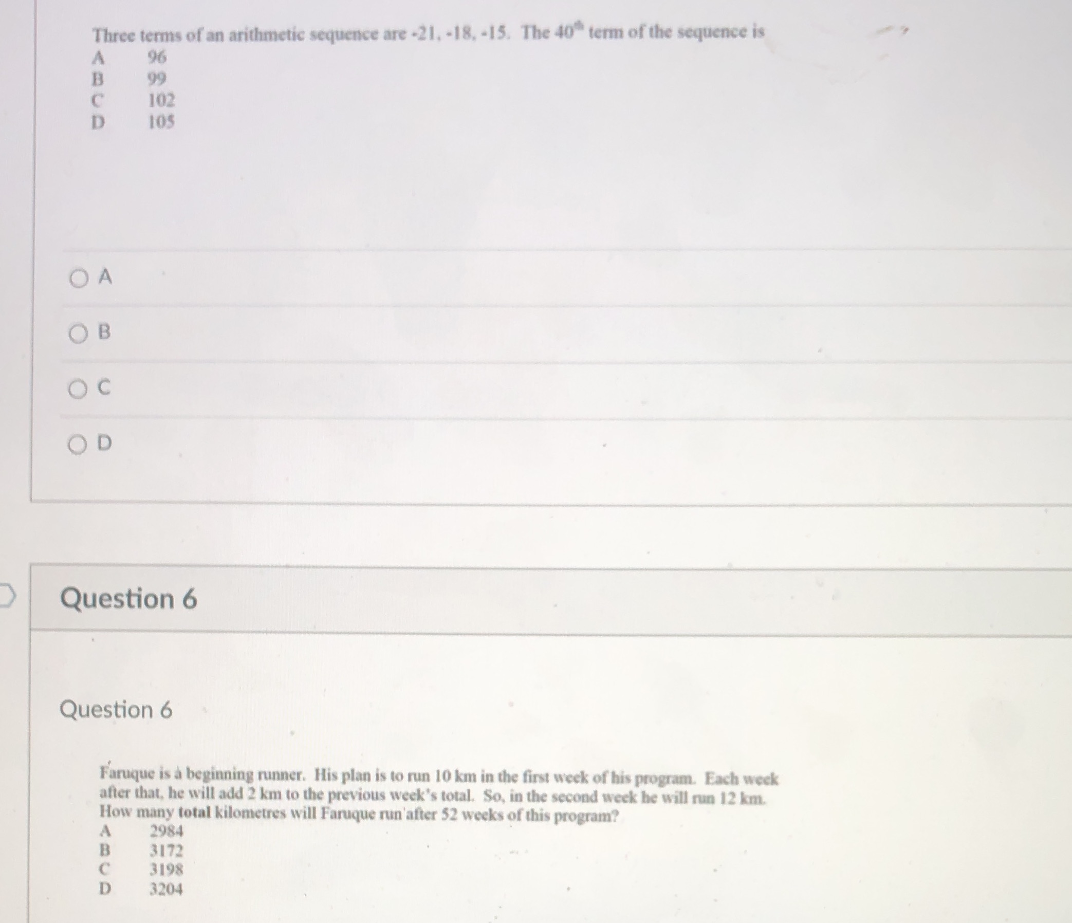 Three terms of an arithmetic sequence are -21.