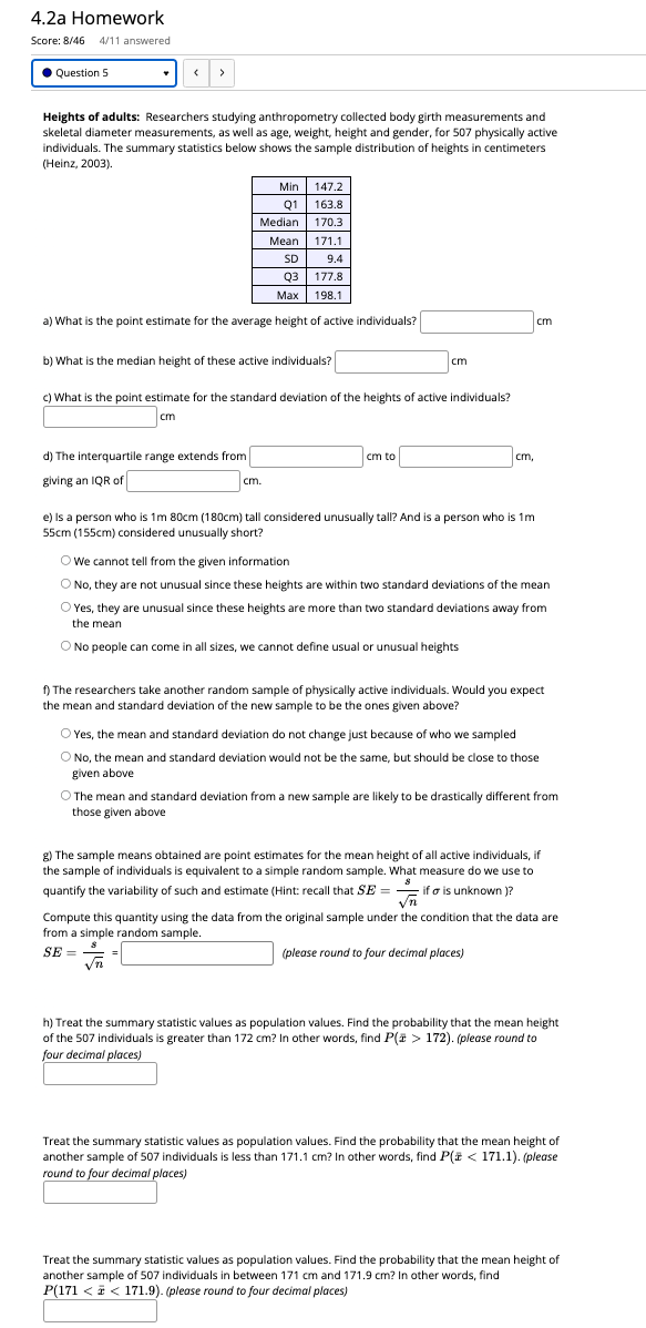 4.2a Homework Score: 8/46 4/11 answered .
