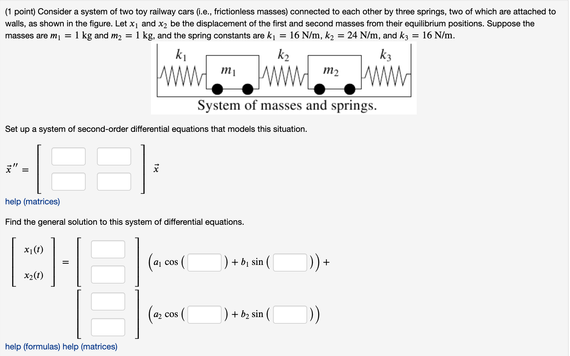 (1 point) Consider a system of two toy railway