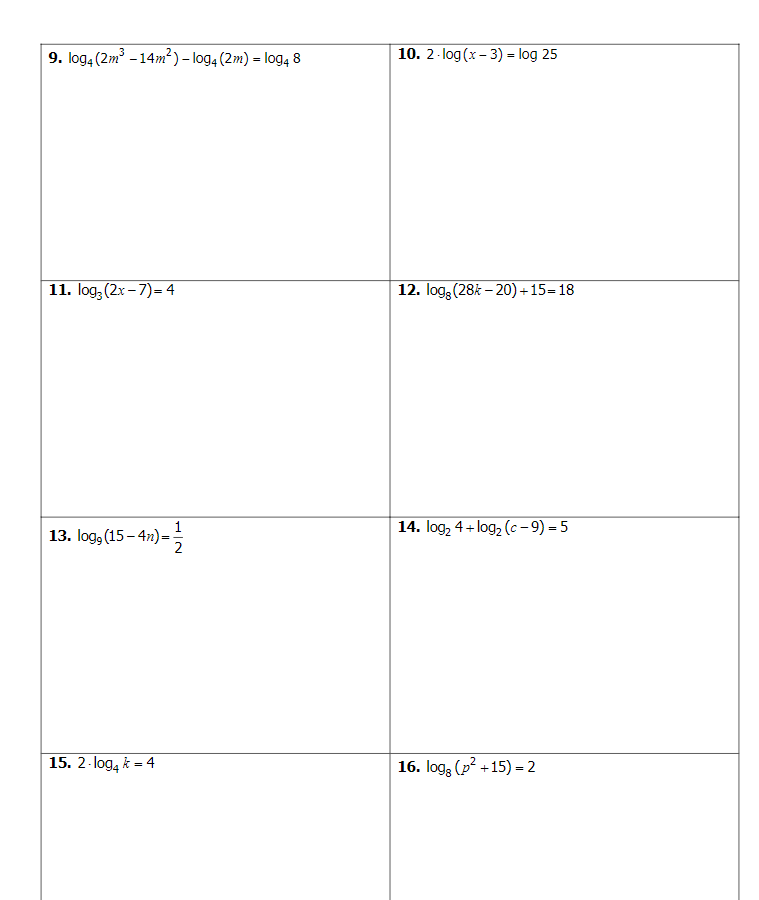 \f9. log4 (2m' -14m-) -log4 (2m) = log4 8