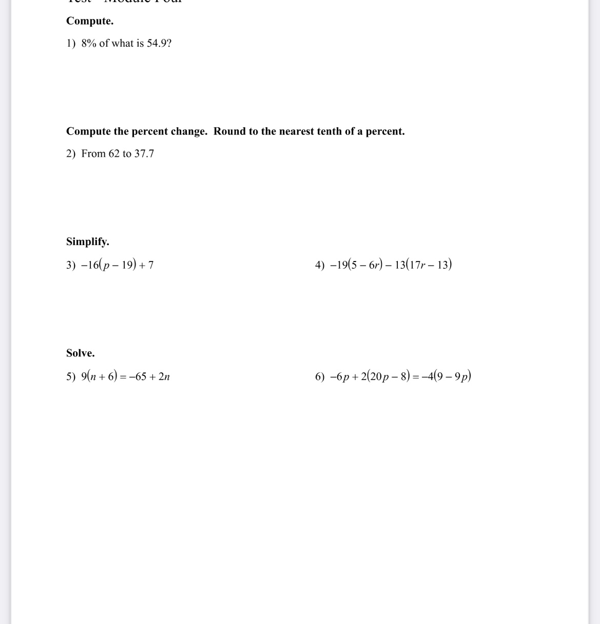 Compute. 1) 8% of what is 54.9? Compute the