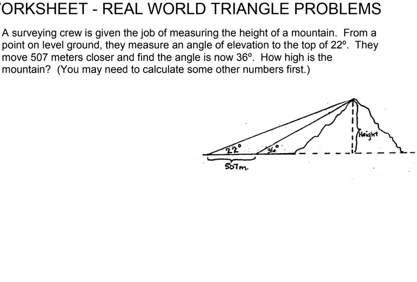'ORKSHEET - REAL WORLD TRIANGLE PROBLEMS A