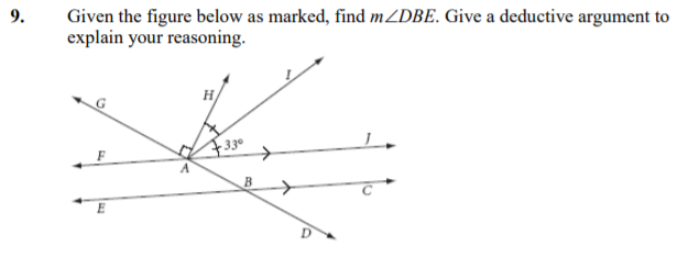 9. Given the figure below as marked, find mZDBE.